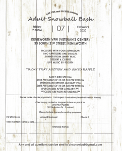 Adult Snowball Bash to Support Project Graduation @ Kenilworth VFW | Kenilworth | New Jersey | United States
