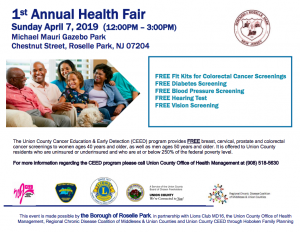 Borough of Roselle Park 1st Annual Health Fair @ Michael Mauri Gazebo Park | Roselle Park | New Jersey | United States